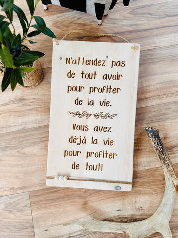 Le panneau "Profiter de la vie"