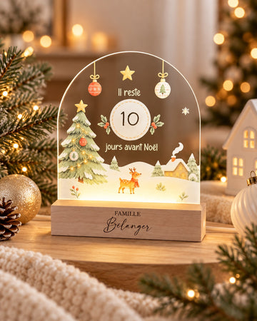 Compte à rebours de Noël sur base lumineuse