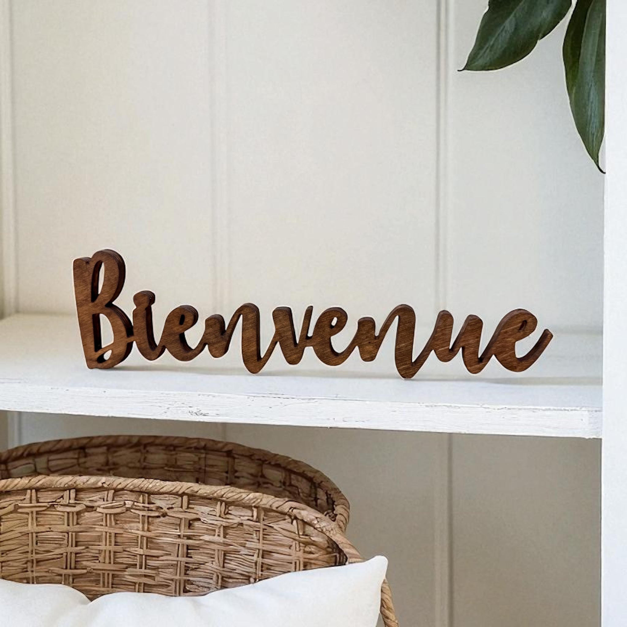 Mot décoratif Bienvenue en bois