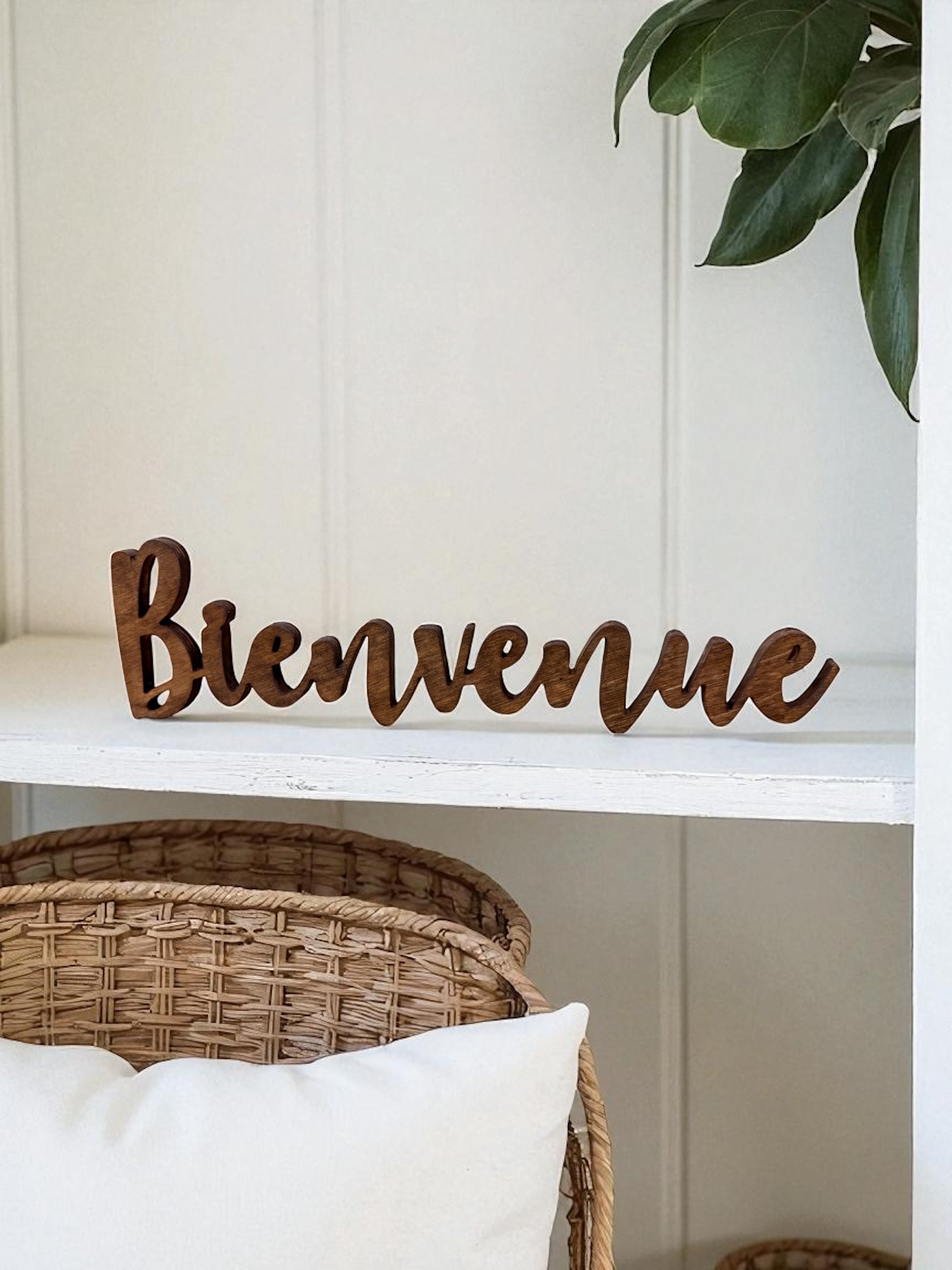 Mot décoratif Bienvenue en bois