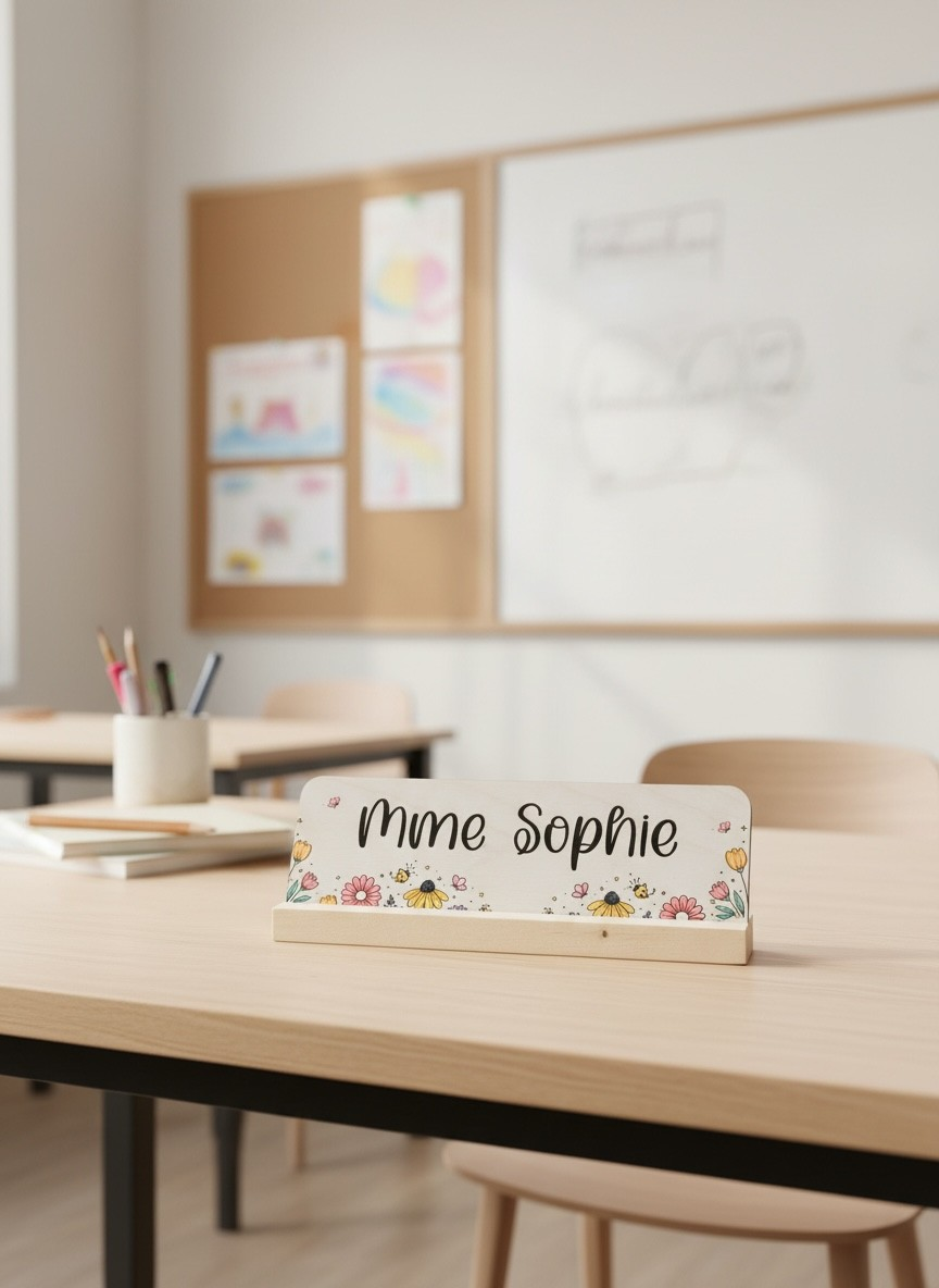 La plaque porte-nom pour enseignant(e)