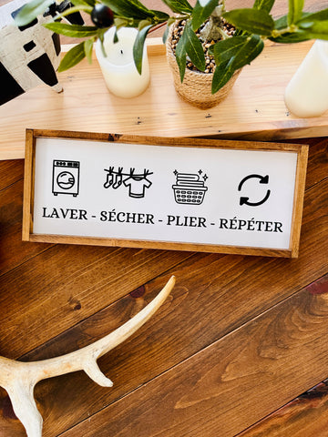 Cadre "Laver, Sécher, Plier, Répéter”