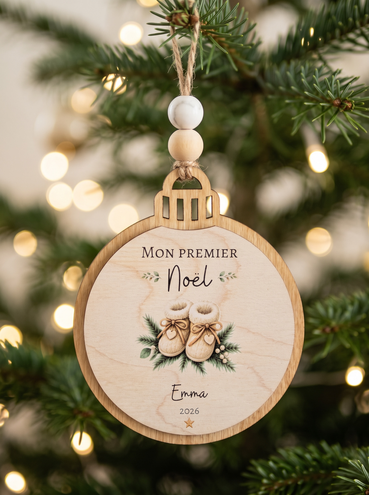 Ornement de Noël – Mon premier Noël | En couleur