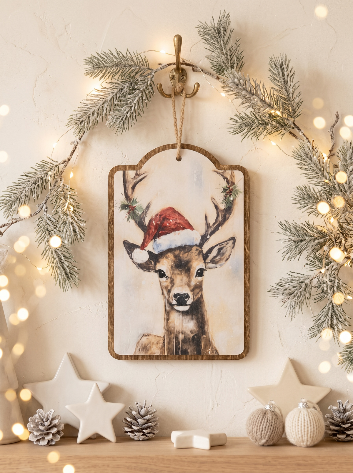 Cadre de Noël en bois – Le messager de Noël