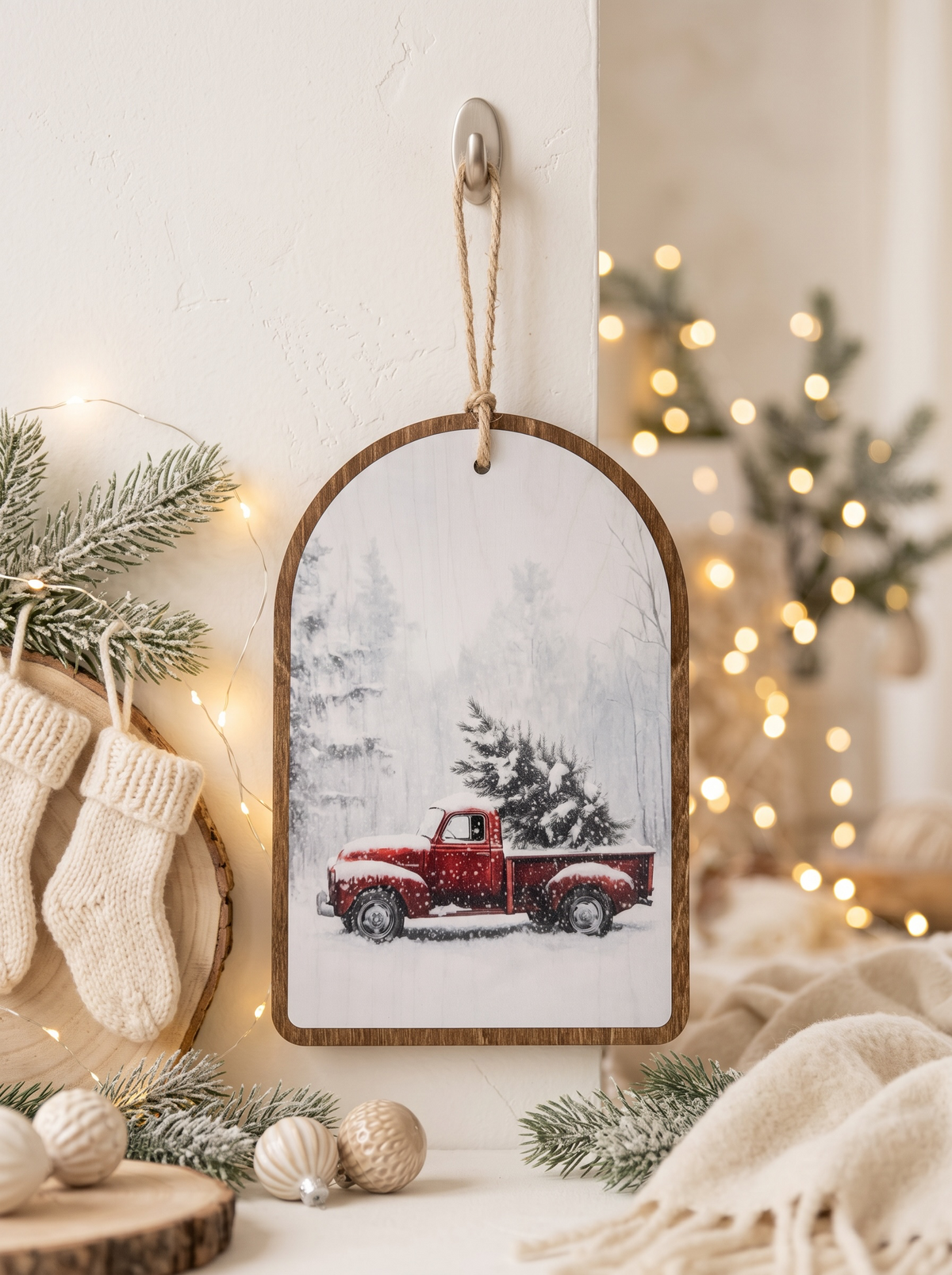 Cadre de Noël en bois – En route vers Noël