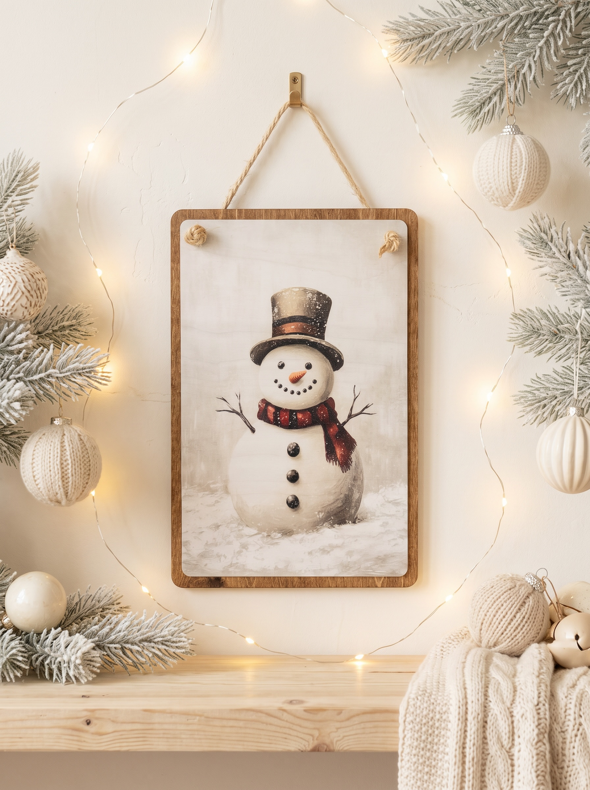 Cadre de Noël en bois – La magie des premières neiges