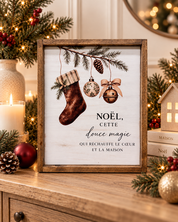 Cadre de Noël en bois – La douce magie de Noël